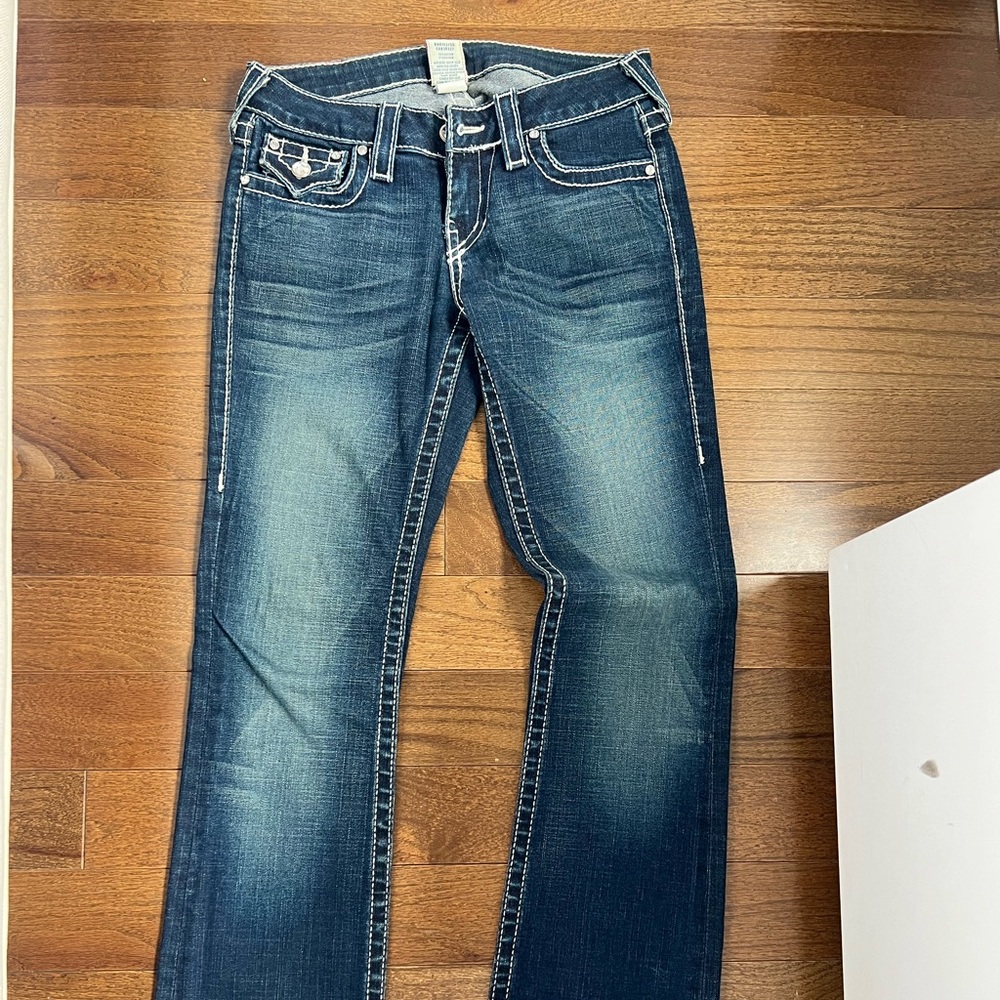True Religion dark stretch Rhinestone low rise